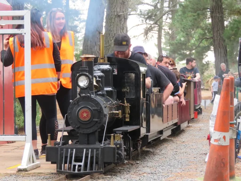 Passengers enjoying a ride at Christchurch Live Steamers